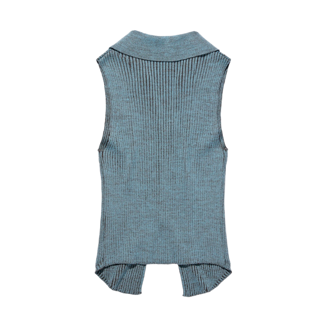 (W) 미스치프 니티드 투톤 슬리브리스 블루 브라운((W) Mischief Knitted Two Tone Sleeveless Blue Brown) - 2