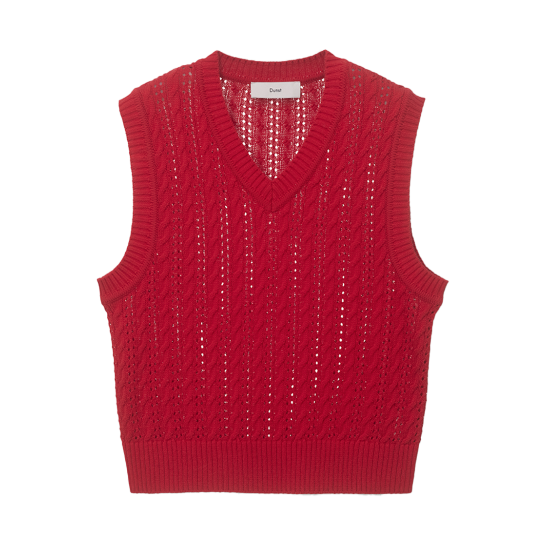던스트 유니섹스 크로셰 니트 베스트 레드