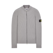 Stone Island 523C2 Full Rib Pure Wool Full Zip Knit Cardigan Grey - 21FW