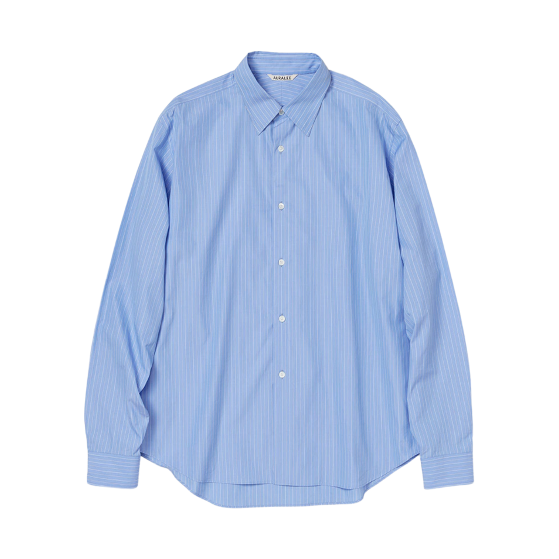 오라리 수빈 하이 카운트 클로스 스트라이프 셔츠 삭스 블루(Auralee Suvin High Count Cloth Stripe Shirt Sax Blue)