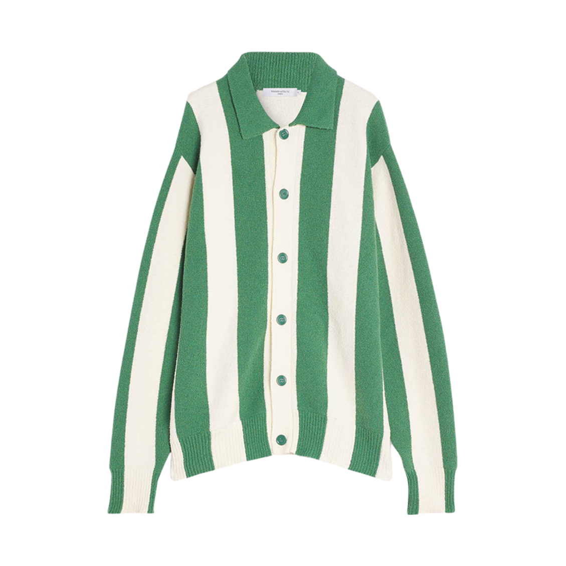 메종 키츠네 풀사이드 스트라이프 폴로 트로피컬 그린(Maison Kitsune Poolside Stripes Polo Tropical Green) - 1