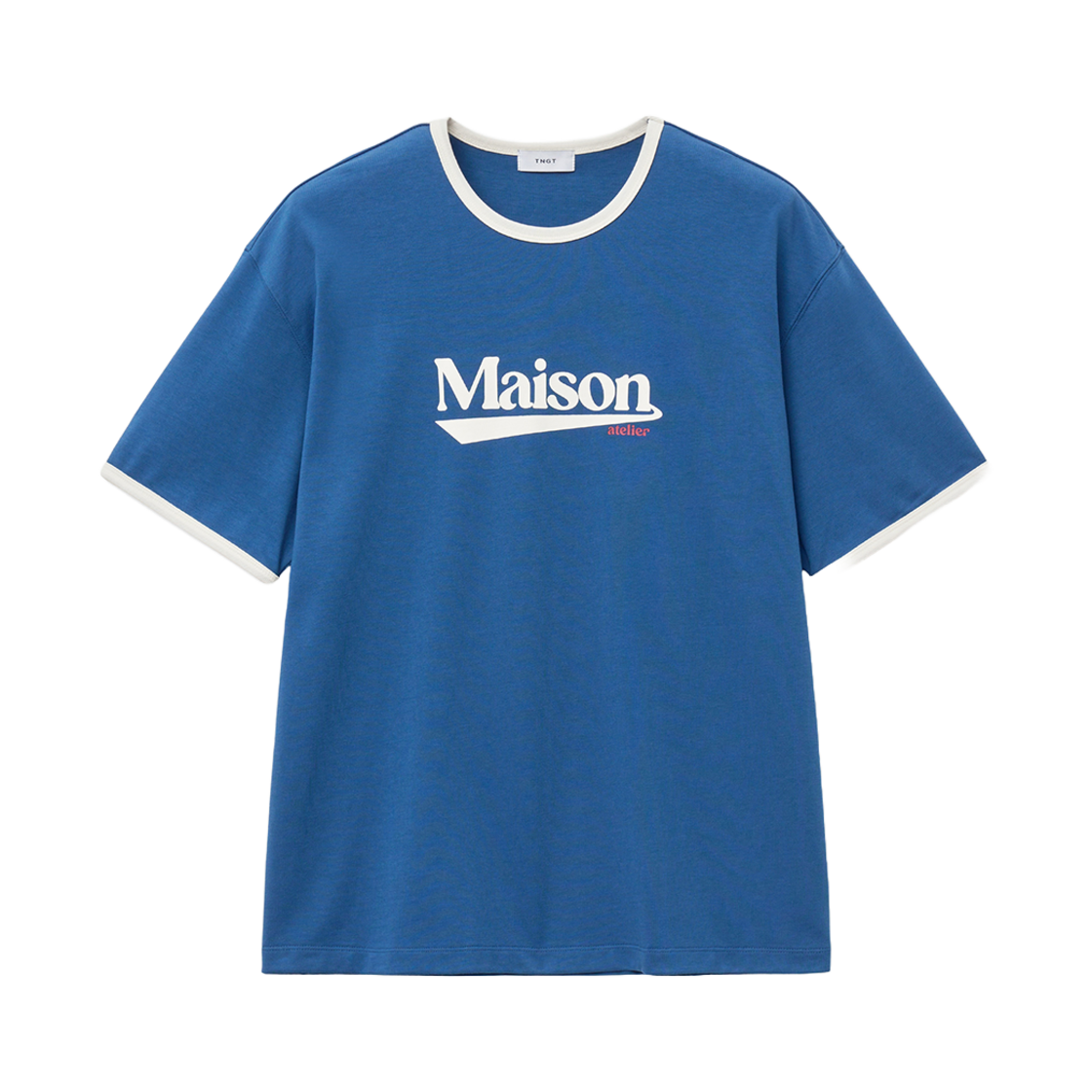 TNTS5E212B2 TNGT Semi Over-fit MAISON logo Ringer T-Shirts Blue