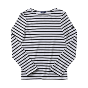Saint James Minquiers Modern Striped Sailor Long Sleeve T-Shirt Neige Noir