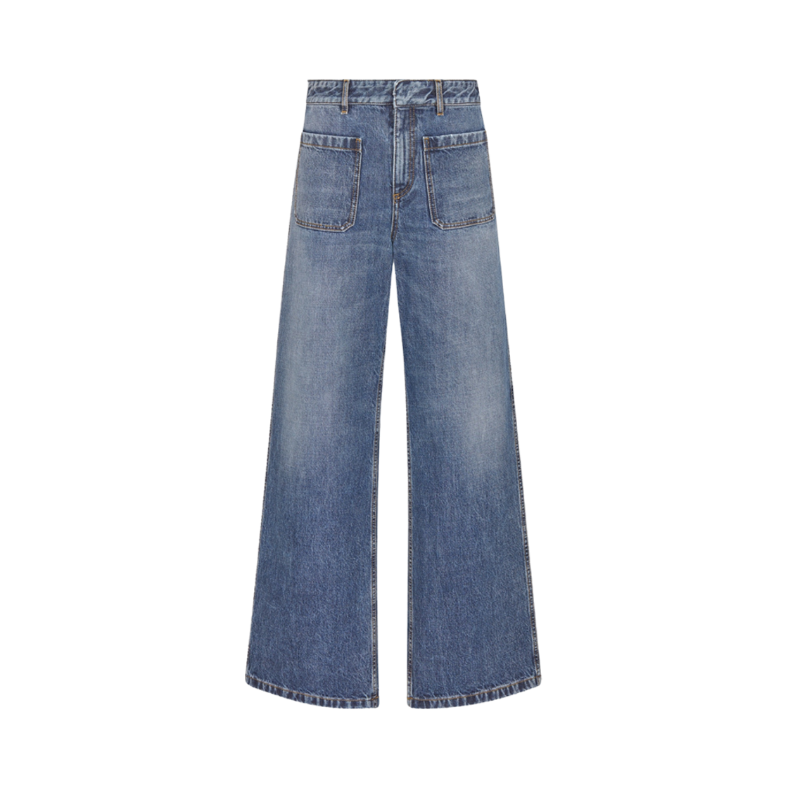 (W) 디올 8 플레어 진 D04 블루 스톤 워시드 데님((W) Dior 8 Flared Jeans D04 Blue Stonewashed Denim)