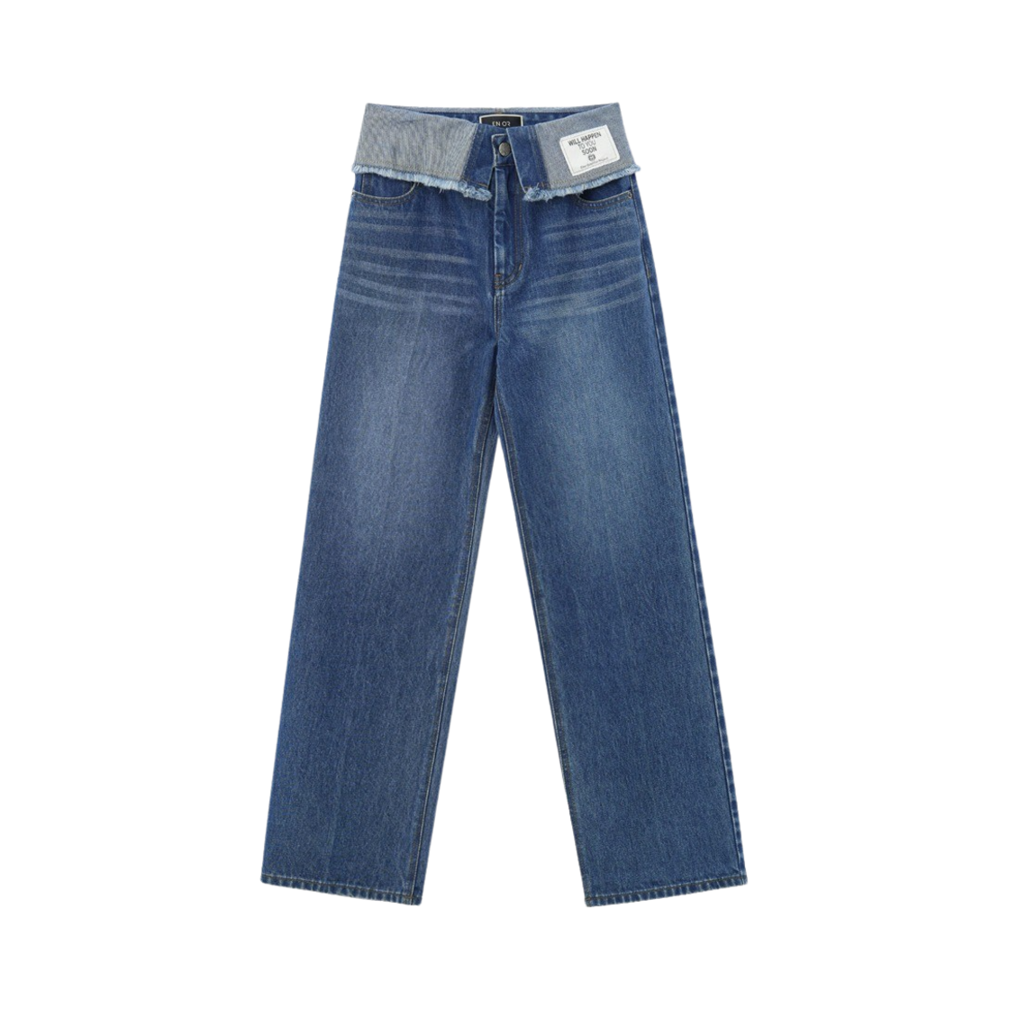 엔오르 우먼 폴더블 하이 라이즈 데님 블루(Enor Women Foldover High Rise Denim Blue)