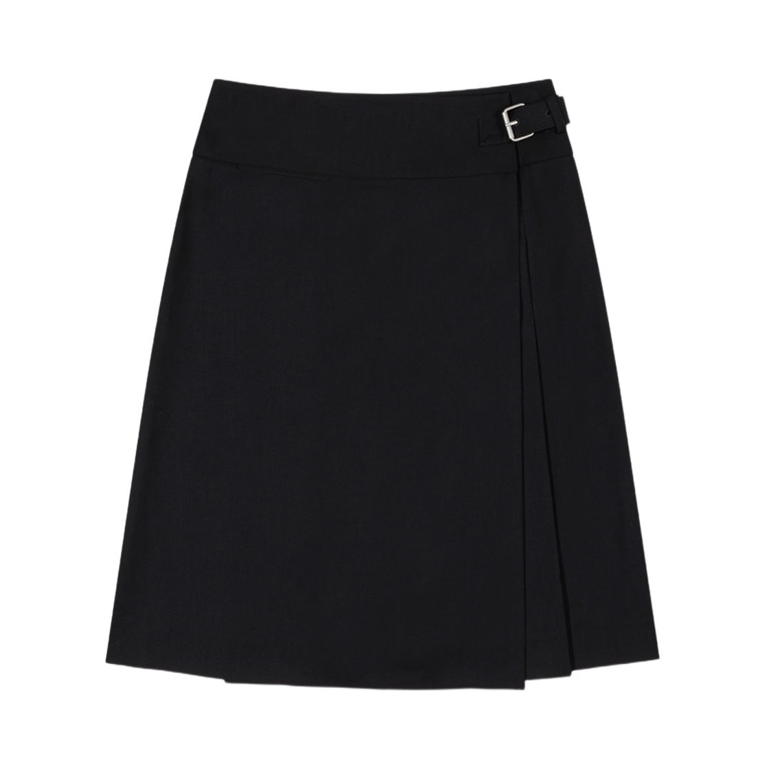 - (W) Low Classic Pleats Wrap Skirt Black