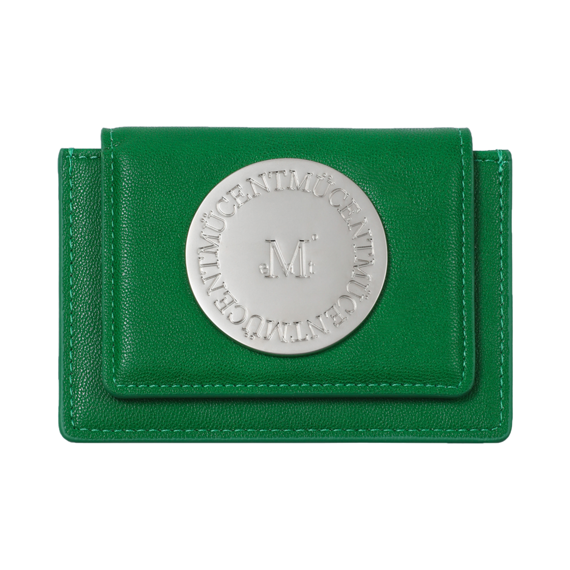 무센트 원형 메탈 로고 사피아노 아코디언 지갑 그린(MUCENT Arc Metal Logo Accordian Wallet Green)