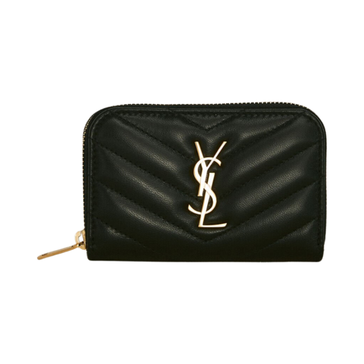 Saint Laurent Cassandre Matelasse Coin Card Wallet in Lambskin Black