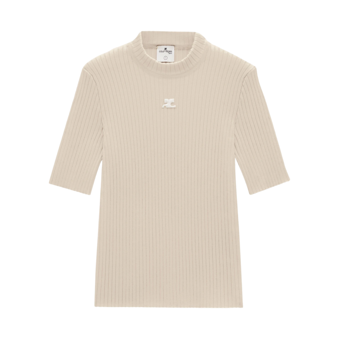 (W) 꾸레쥬 리에디션 니트 탑 숏슬리브 샌드((W) Courreges Reedition Knit Top Short Sleeves Sand) - 1