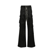 Rick Owens Porterville Denim Double Cargo Jumbo Belas Pants Black Wax