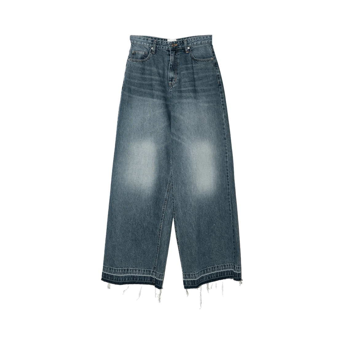 BESSDPT003BL Enor Women Vintage Damage Wide Denim Pants  Blue