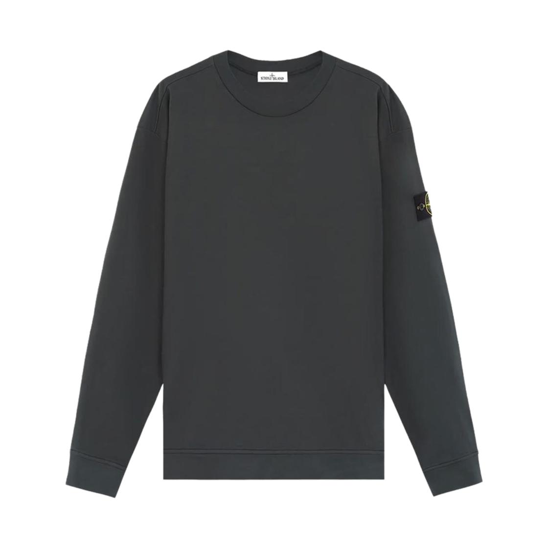 811563750-V0062 Stone Island 63750 Heavy Cotton Jersey Crewneck Sweatshirt with Ribbed Details Lead Grey - 24FW