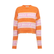 (W) Miu Miu Crewneck Mohair Sweater Orange