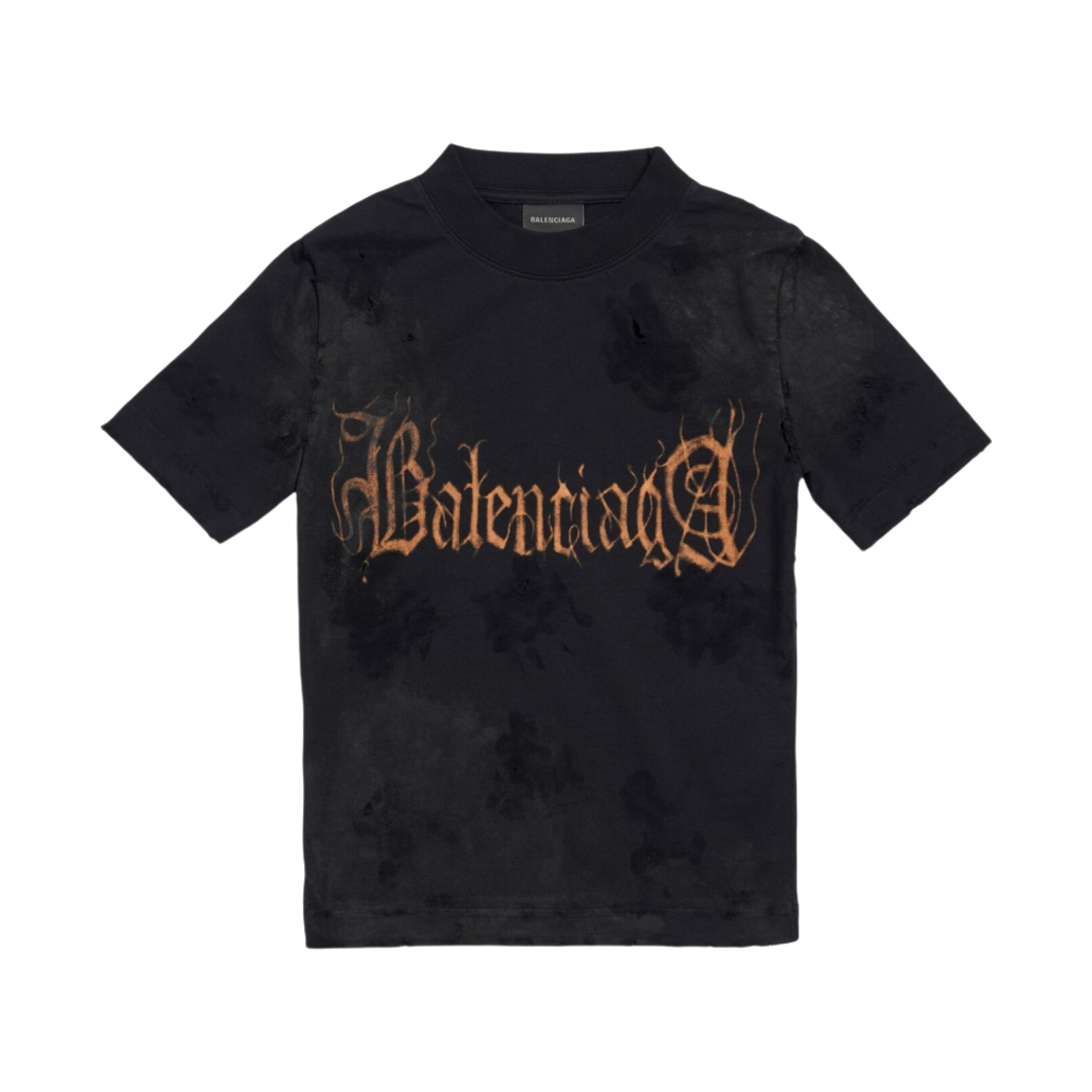 (W) 발렌시아가 헤비 메탈 타이츠 티셔츠 스몰 핏 블랙 페이디드((W) Balenciaga Heavy Metal Tight T-Shirt Small Fit Black Faded) - 1