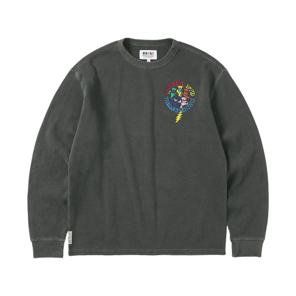 디스이즈네버댓 x 그레이트풀 데드 라이트닝 와플 롱슬리브 탑 오프 블랙(Thisisneverthat x Grateful Dead Lightning Waffle L/S Top Off Black)
