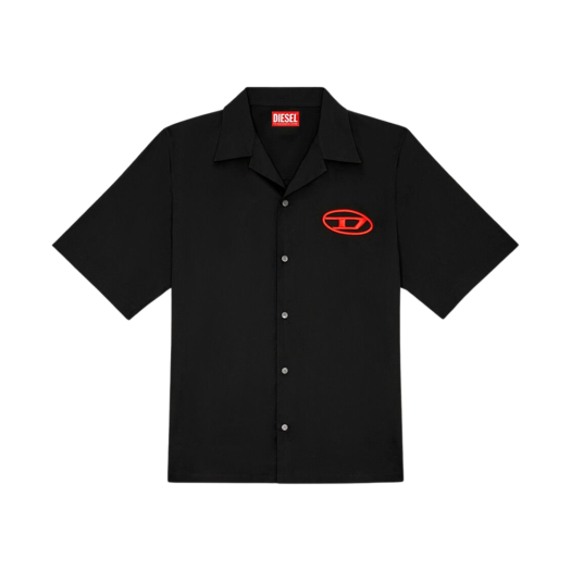Diesel S-Mac-C Bowling Shirt with Logo Embroidery Black