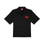 Diesel S-Mac-C Bowling Shirt with Logo Embroidery Black