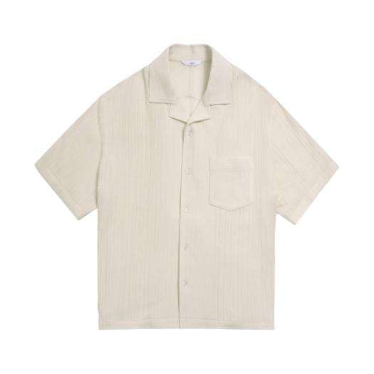 2502MSSWH(3) STU Back Raglan Embo Stripe Shirt Ivory