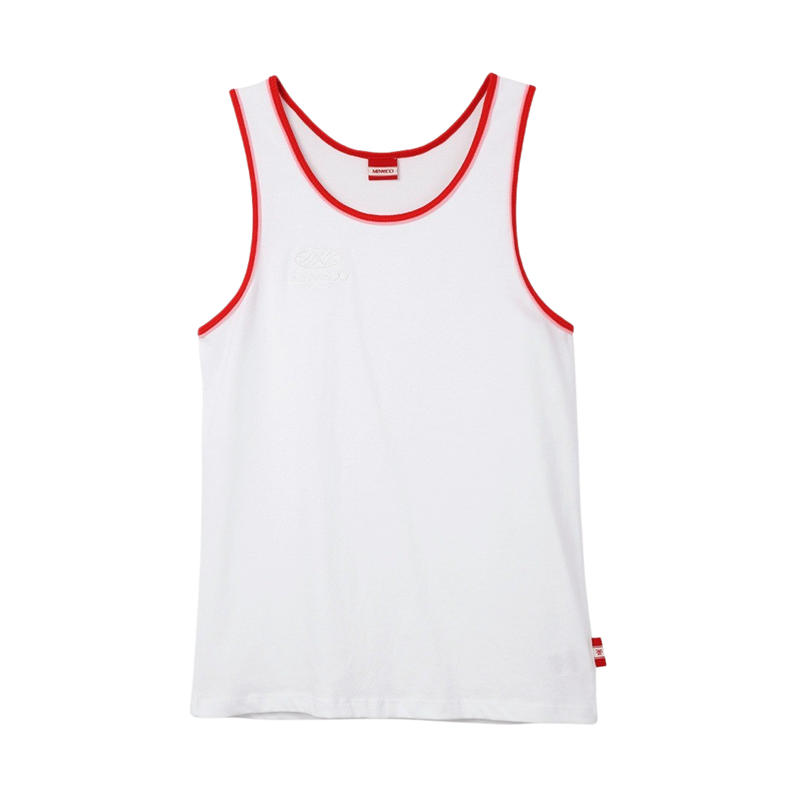 미나수 더블바인딩나시TOP 로고직자수 민소매 화이트