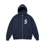 Supreme S Logo Zip Up Hooded Sweatshirt Navy - 24FW