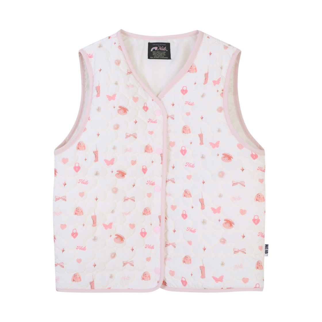 NEIB24WIVT002 Neib 4oz Heart Quilted Vest Pink
