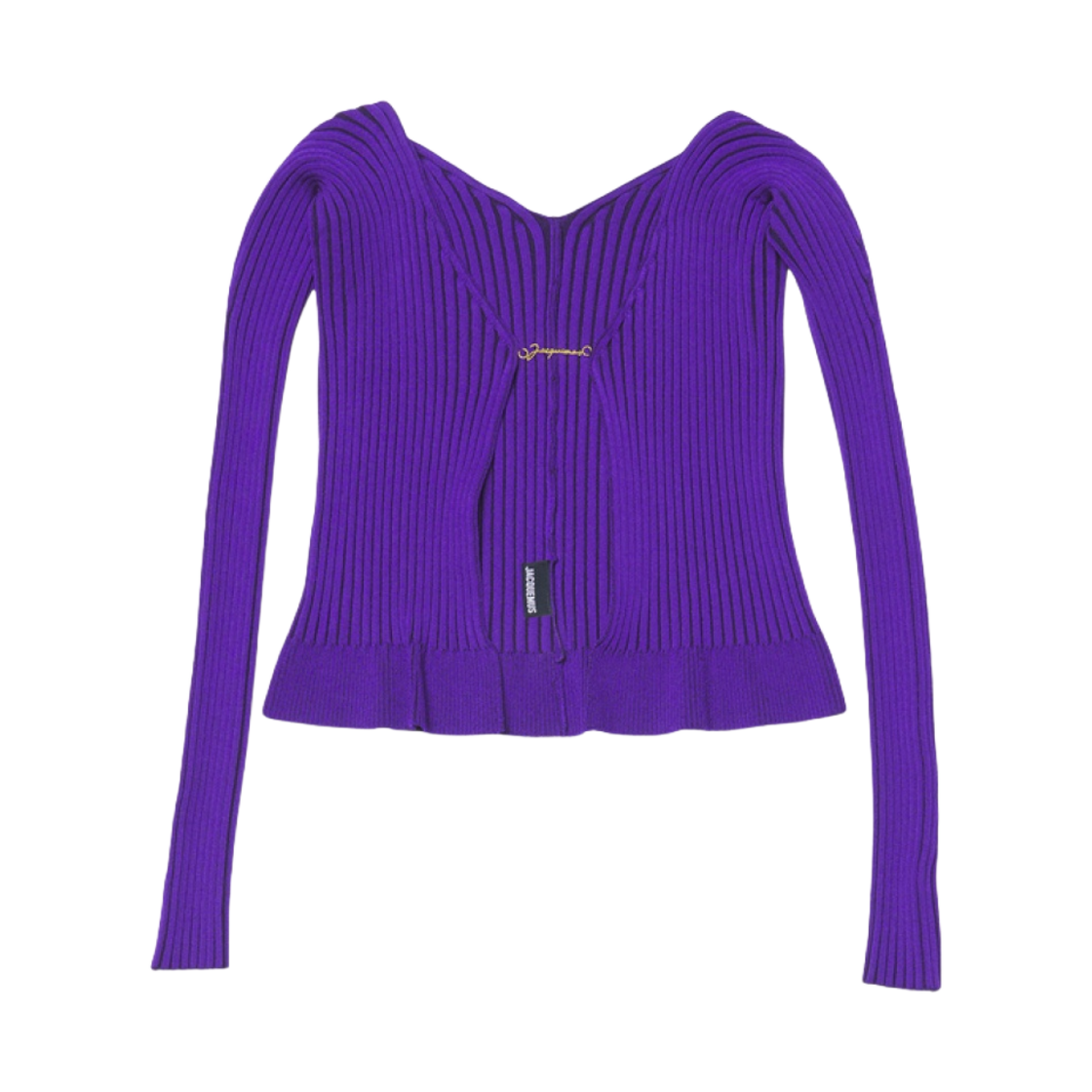 (W) 자크뮈스 라 마이유 프랄루 랑그 심리스 참 로고 가디건 퍼플