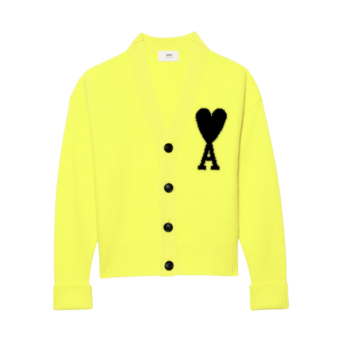 UKC002-018-707 AMI de Coeur Oversize Intarsia Cardigan Yellow