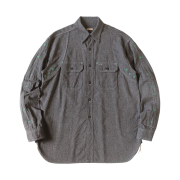 Kapital Heather Chambray Bone Patch Ventilator Work Shirt Charcoal