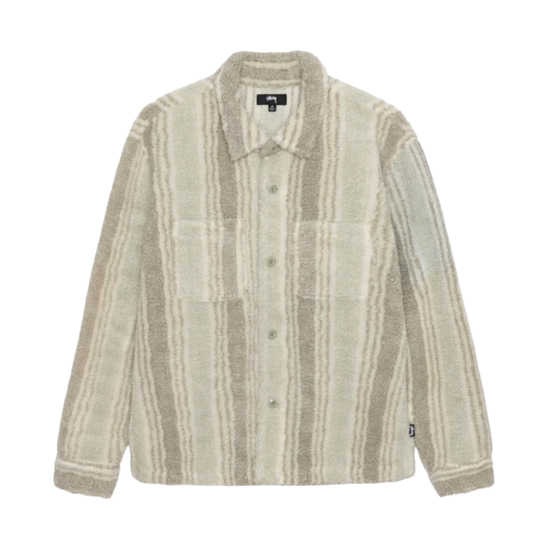 스투시 스트라이프 쉐르파 셔츠 내츄럴(Stussy Striped Sherpa Shirt Natural) - 1