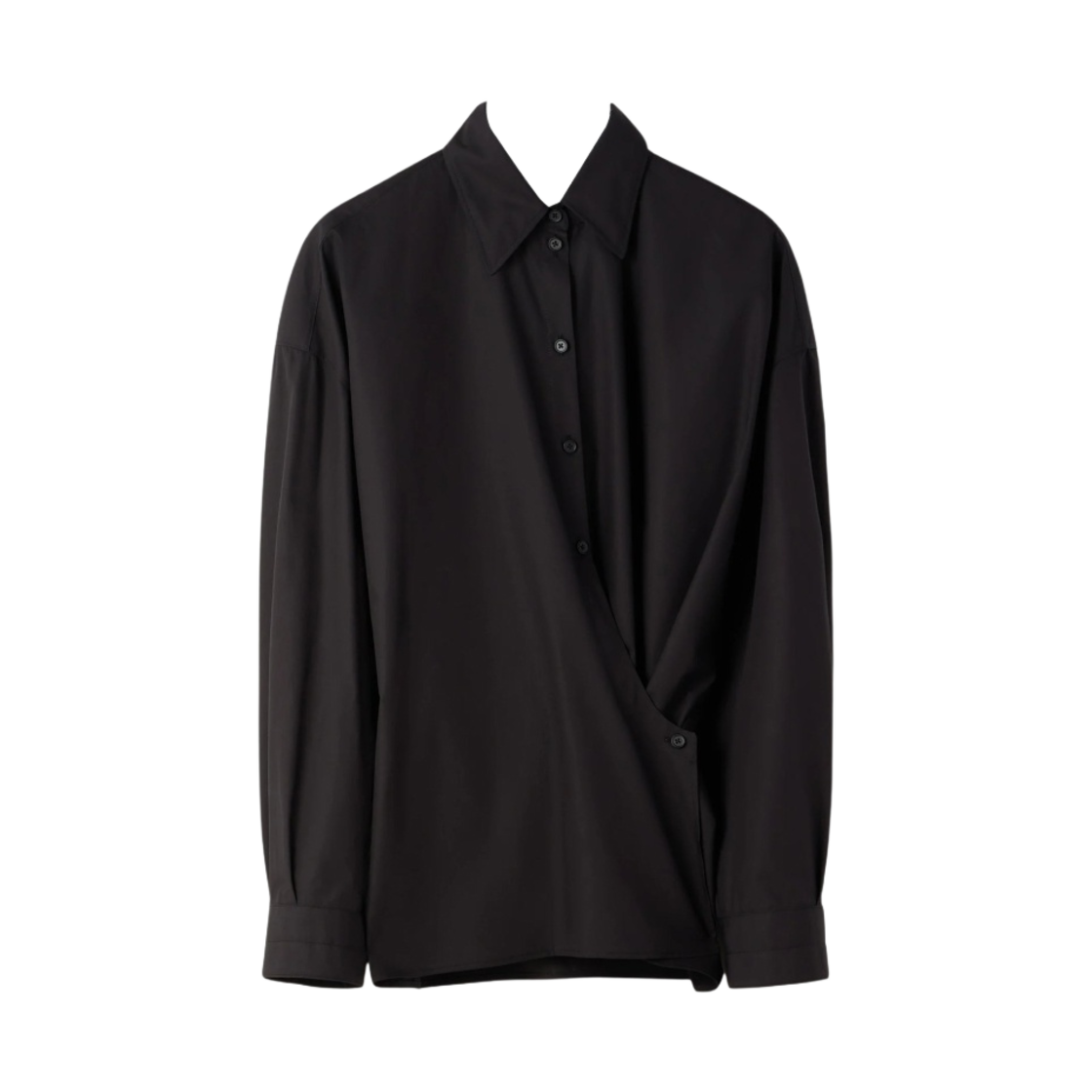 (W) 르메르 스트레이트 칼라 트위스트 셔츠 블랙((W) Lemaire Straight Collar Twisted Shirt Black) - 1