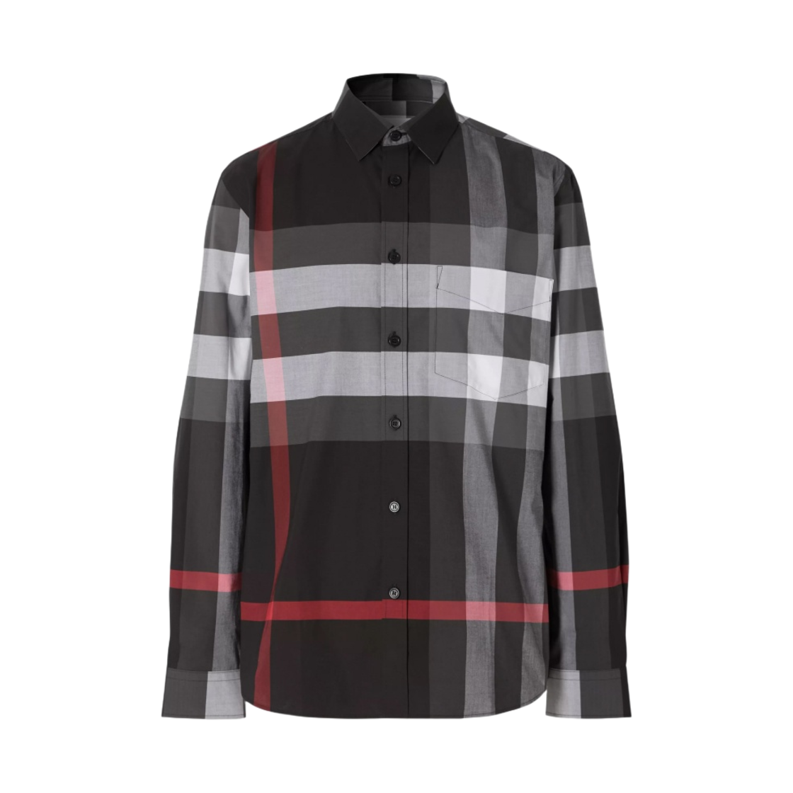 버버리 체크 스트레치 코튼 포플린 셔츠 차콜(Burberry Check Stretch Cotton Poplin Shirt Charcoal) - 1