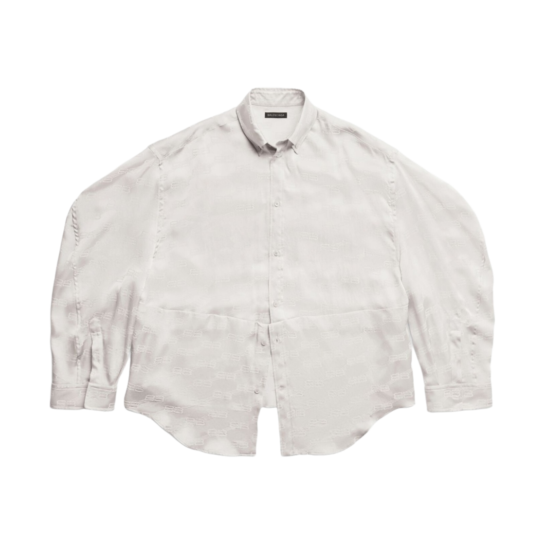(W) 발렌시아가 BB 모노그램 트위스트 슬리브 셔츠 라이트 그레이((W) Balenciaga BB Monogram Twisted Sleeve Shirt Light Grey) - 1