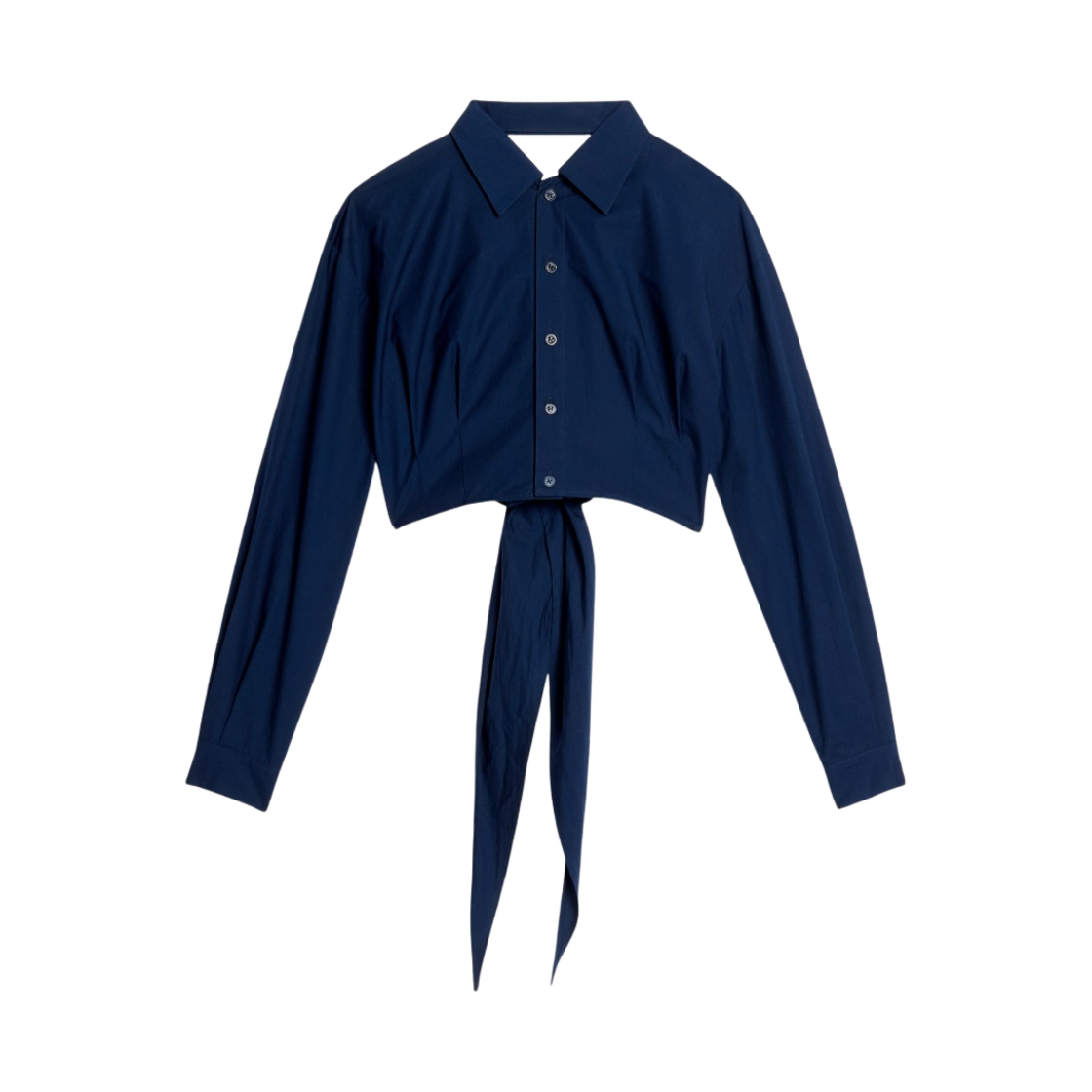 (W) 아미 크롭 랩어라운드 셔츠 노틱 블루((W) AMI Cropped Wraparound Shirt Nautic Blue) - 1