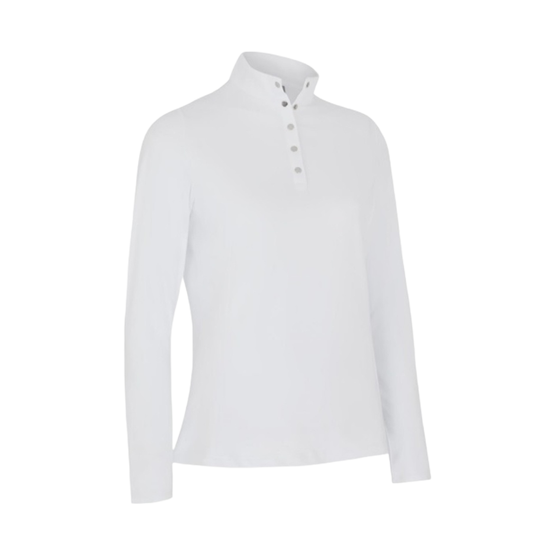 (W) 캘러웨이 써멀 롱슬리브 플리스 백 저지 폴로 브릴리언트 화이트((W) Callaway Thermal Longsleeve Fleece Back Jersey Polo Brilliant White)