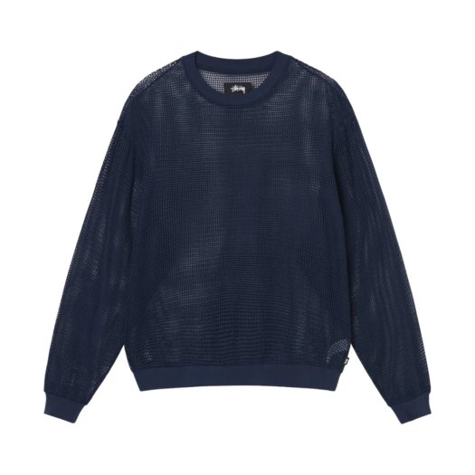 스투시 코튼 메쉬 롱슬리브 크루 블랙 | Stussy | KREAM