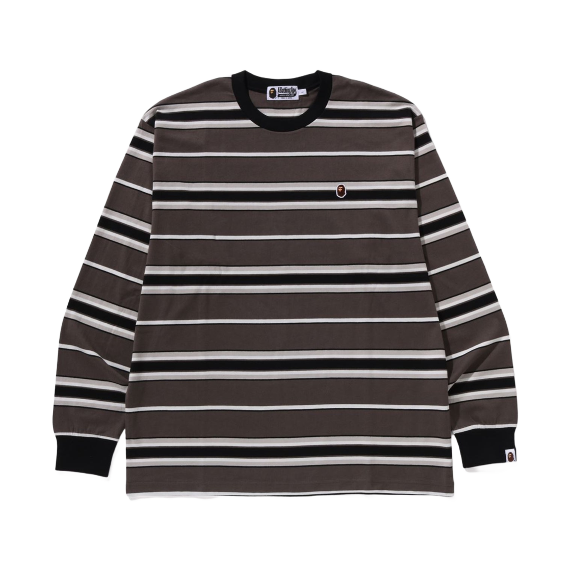 베이프 에이프 헤드 원 포인트 스트라이프 롱슬리브 티셔츠 블랙