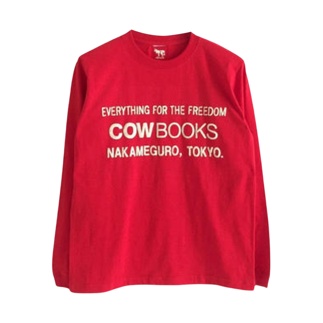 카우북스 북 벤더 롱슬리브 티셔츠 레드 아이보리(Cow Books Book Vendor Long Sleeve T-Shirt Red Ivory)