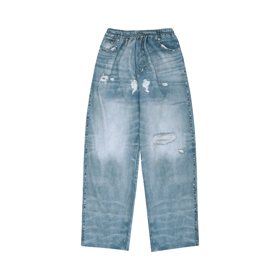 GR25SSMB03BL GRAILZ Rhinstone Illusion Denim Pants Blue