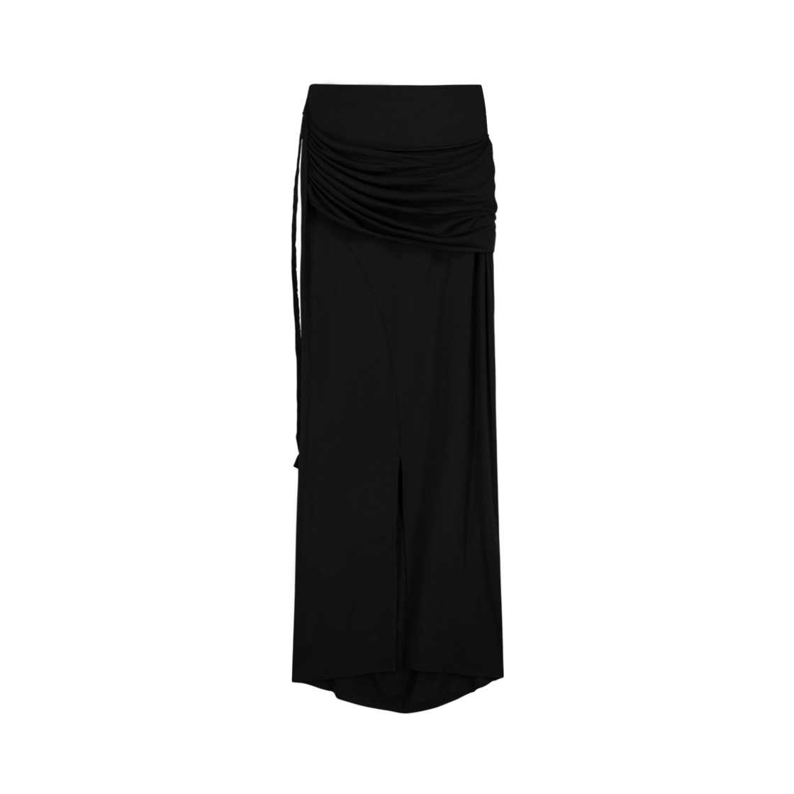 25SS-SK04-BK OJOS Layering Draped Maxi Skirt Black