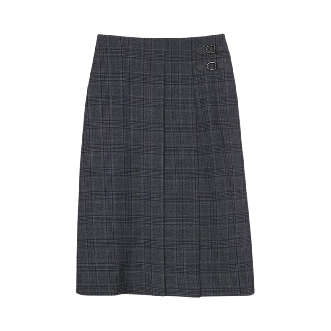(W) 던스트 벨티드 플리츠 체크 롱 스커트 그레이 체크((W) Dunst Belted Pleats Check Long Skirt Grey Check)