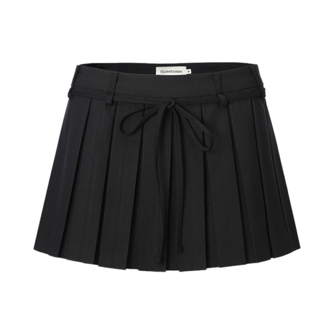 (W) 쓰리타임즈 체리 스커트 솔리드 블랙((W) Threetimes Cheery Skirt Solid Black)