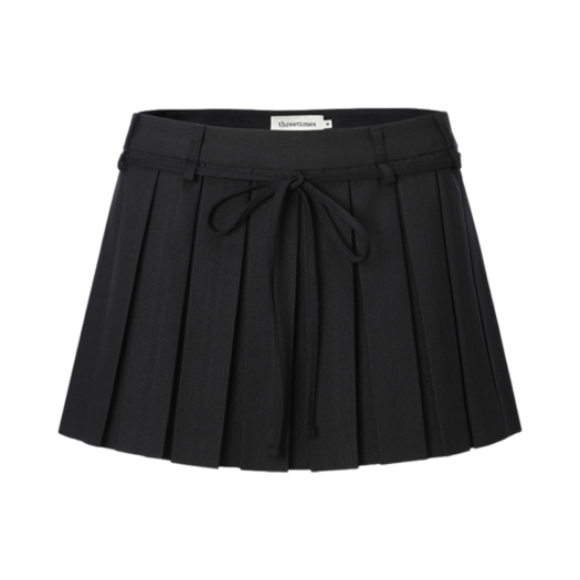 W) 쓰리타임즈 애슬레틱 슬릿 스커트 블랙 | Threetimes | KREAM