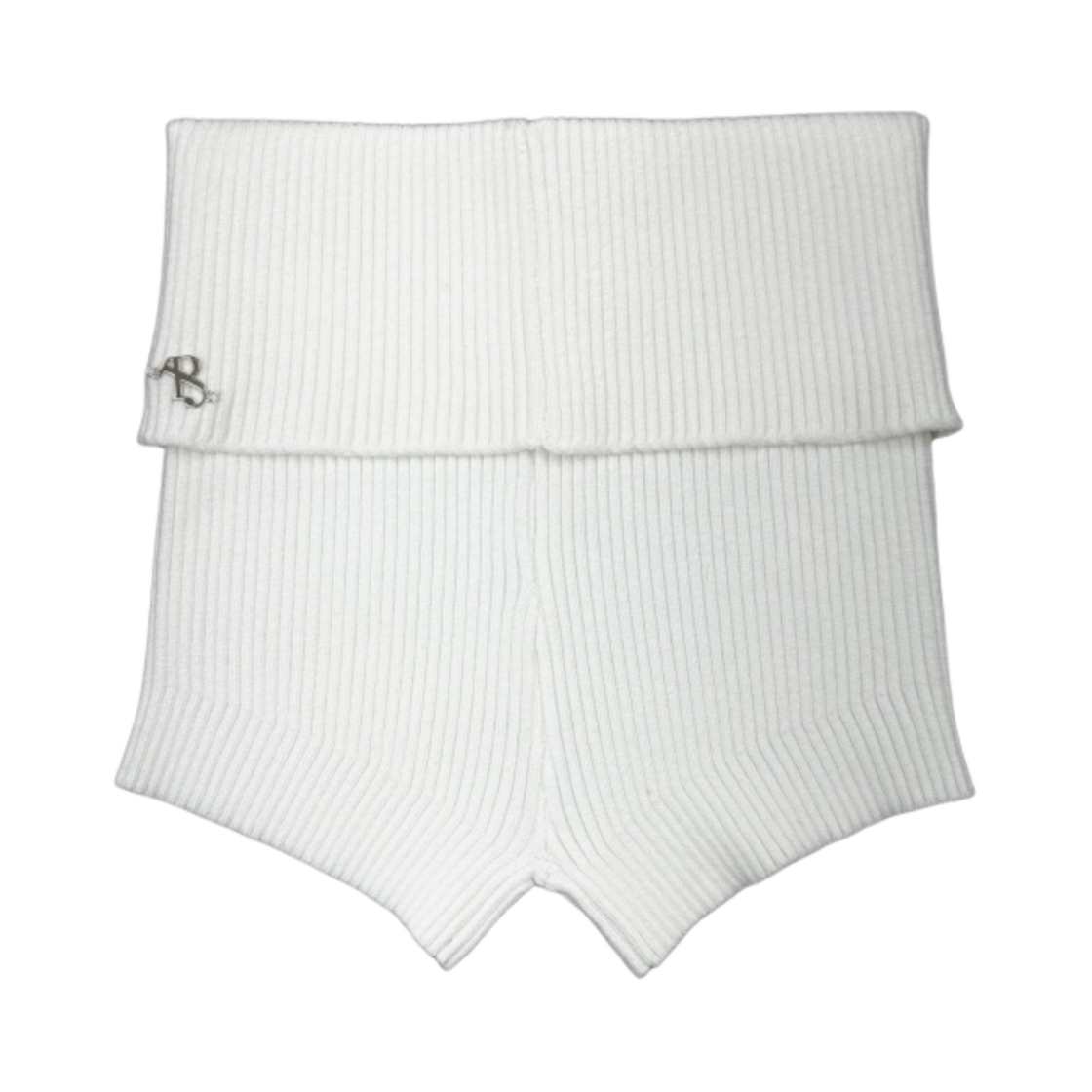 - (W) Pale Jade Knitted Micro Shorts Ivory