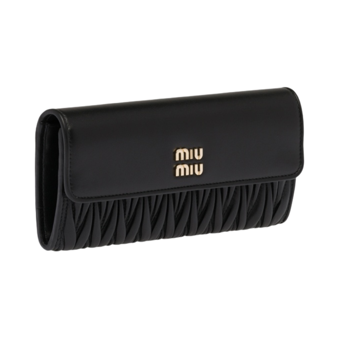 미우 미우 마테라쎄 나파 가죽 라지 지갑 블랙(Miu Miu Matelasse Nappa Leather Large Wallet Black) - 2