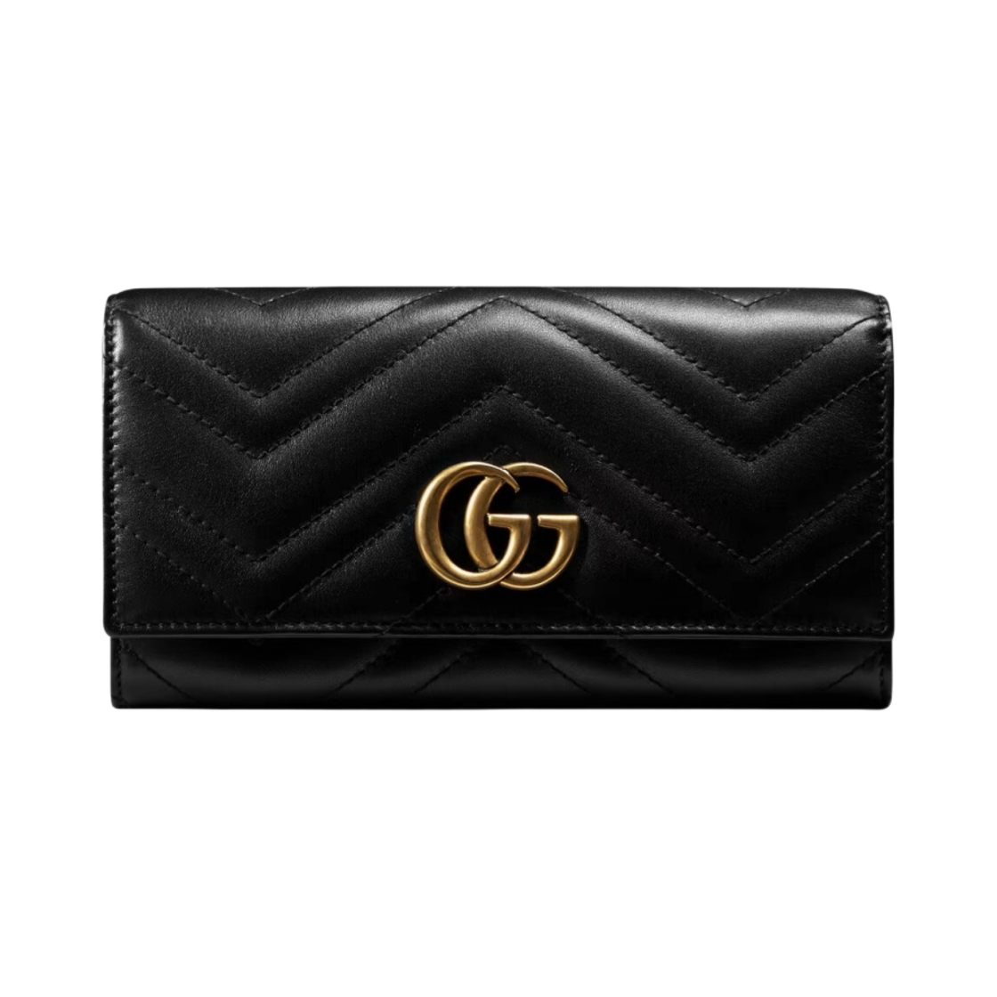 443436-DTD1T-1000 Gucci GG Marmont Matelasse Continental Wallet Black