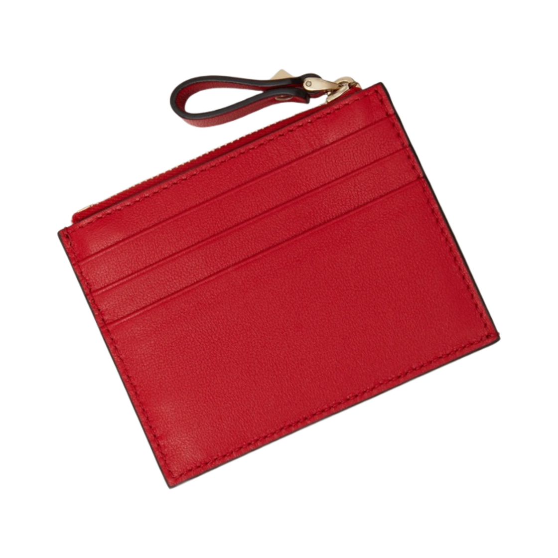 발렌티노 락스터드 카프스킨 지퍼 카드 홀더 루즈 퓌르(Valentino Rockstud Calfskin Card Holder with Zip Rouge Pur) - 4