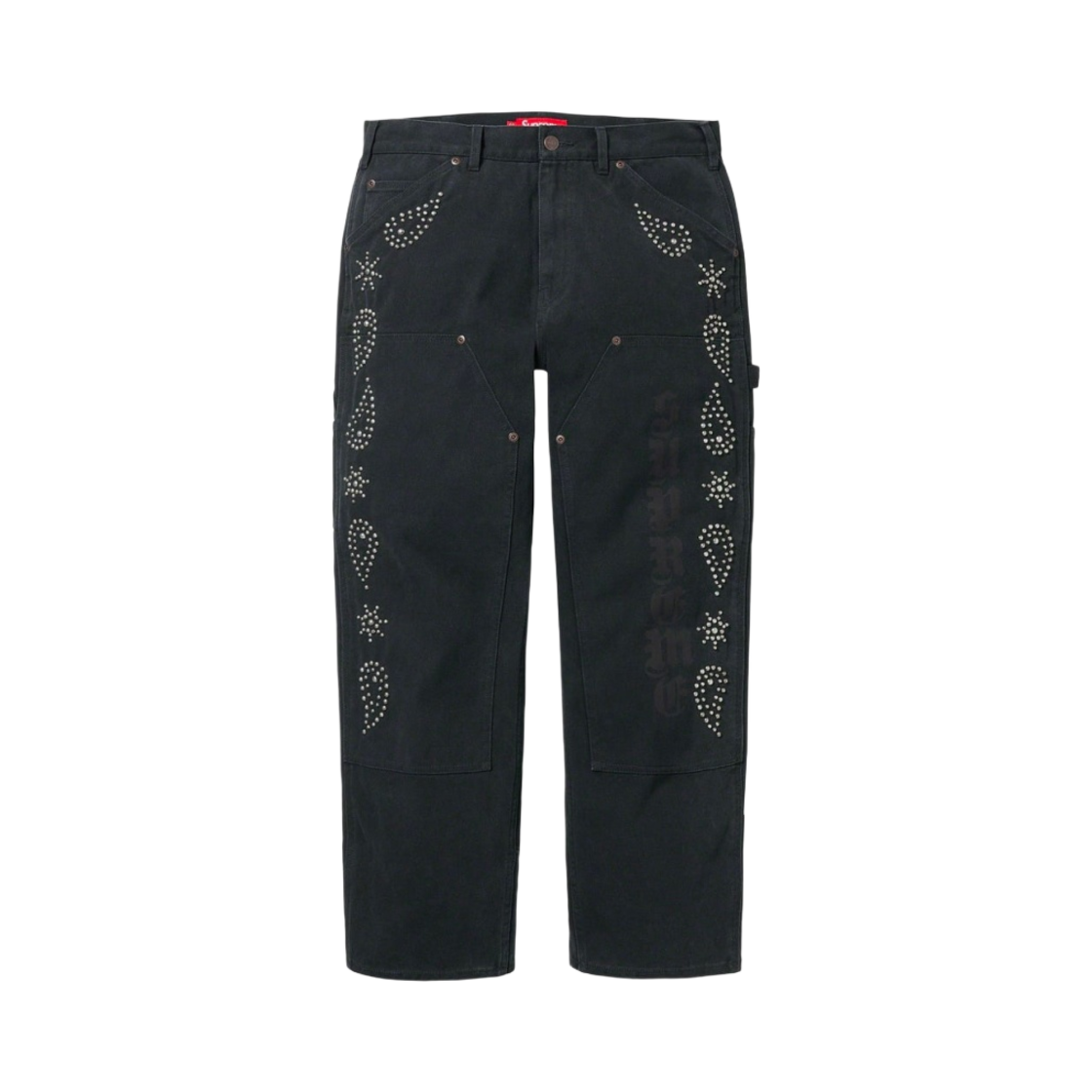 슈프림 페이즐리 스터드 더블 니 페인터 팬츠 블랙 - 23FW(Supreme Paisley Studded Double Knee Painter Pants Black - 23FW) - 1