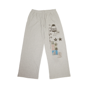 Toomuchtax Printed Waffle Pants Ivory