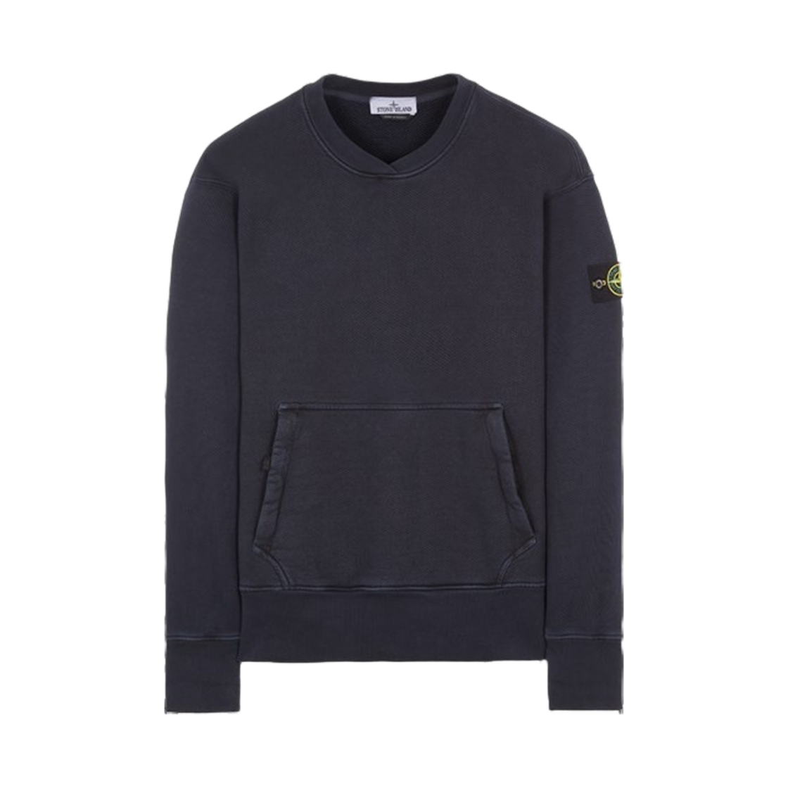 791567555-V0120 Stone Island 67555 Heavy Textured Fleece Garment Dyed Old Treatment Crewneck Sweatshirt Navy Blue - 23FW