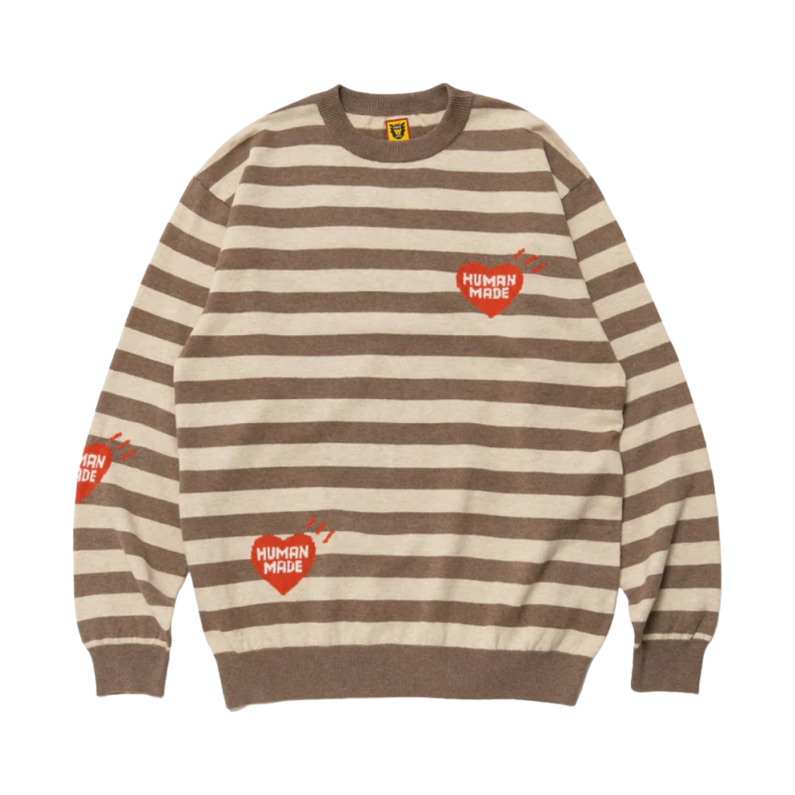휴먼 메이드 스트라이프 롱슬리브 니트 스웨터 베이지(Human Made Striped L/S Knit Sweater Beige) - 1